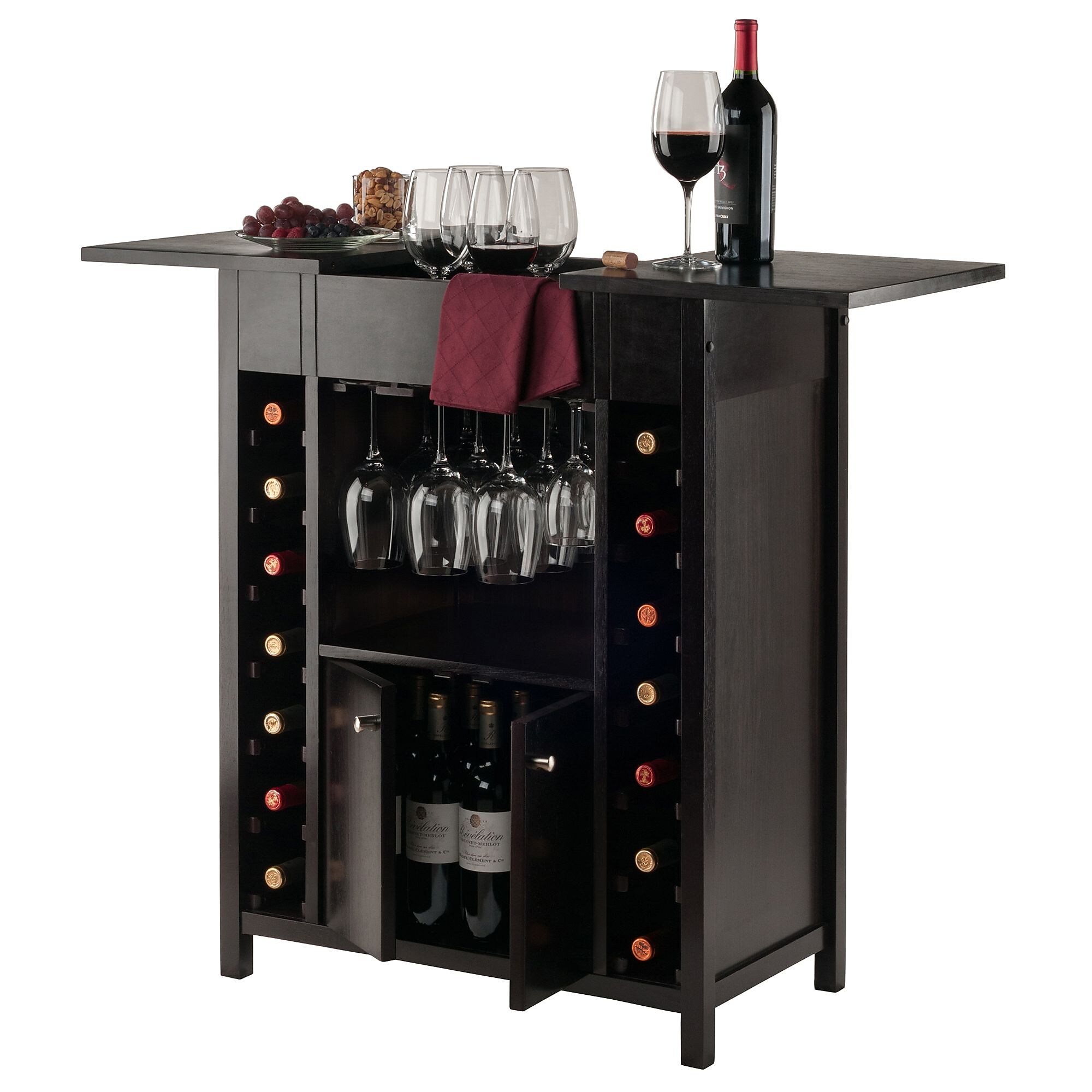 Winsome Yukon 37″  Wine Cabinet, Espresso (92655) Sansujyuku sansujyuku.com