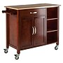 Winsome Mabel 3-Shelf Wood Mobile Kitchen Cart with Lockable Wheels, Walnut/Natural (94843)~#|#~sp4604045_sc7