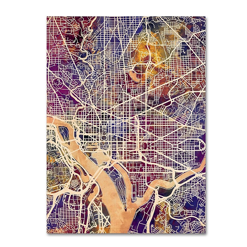 Trademark Fine Art Michael Tompsett 'Washington DC Street Map 2' 14" x 19" Canvas Stretched (190836020713) image 1