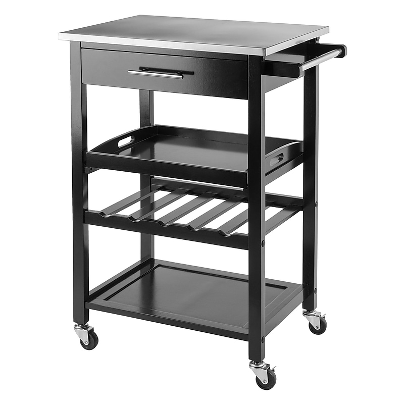 Winsome Anthony 2-Shelf Wood Mobile Kitchen Cart with Lockable Wheels, Black (20326) image 1