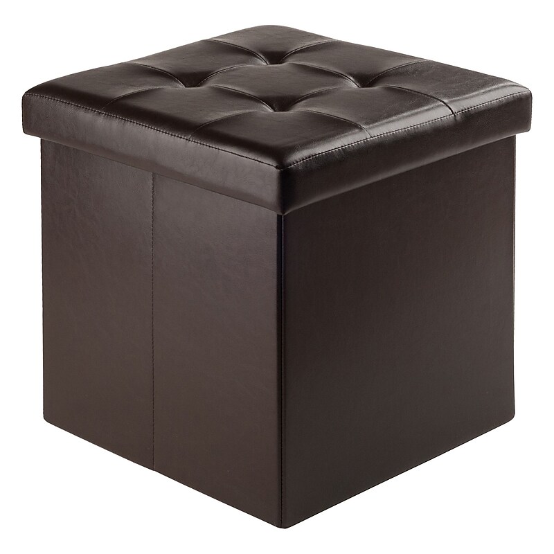 Winsome Ashford Faux Leather Storage Ottoman, Chocolate (92415) image 1