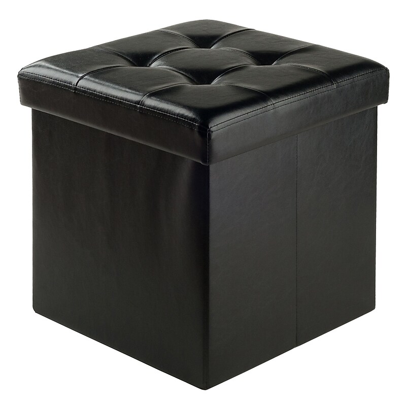Winsome Ashford Faux Leather Storage Ottoman, Black (20415) image 1