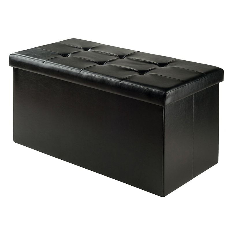 Winsome Ashford Faux Leather Storage Ottoman, Black (20627) image 1