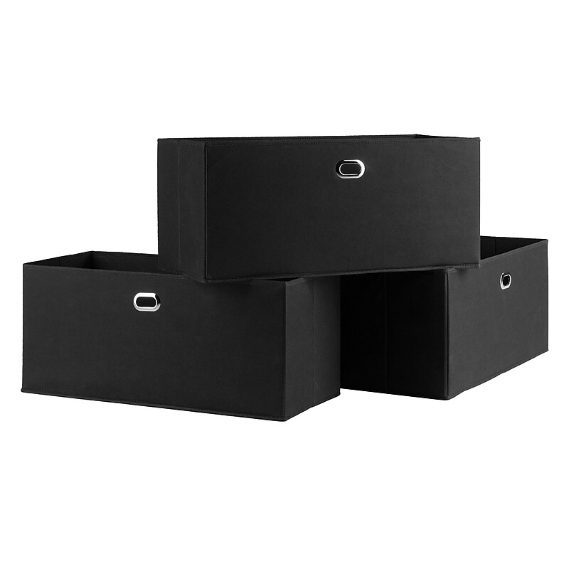 Winsome Torino 3 Piece Folding Fabric Baskets Black (22323) image 1