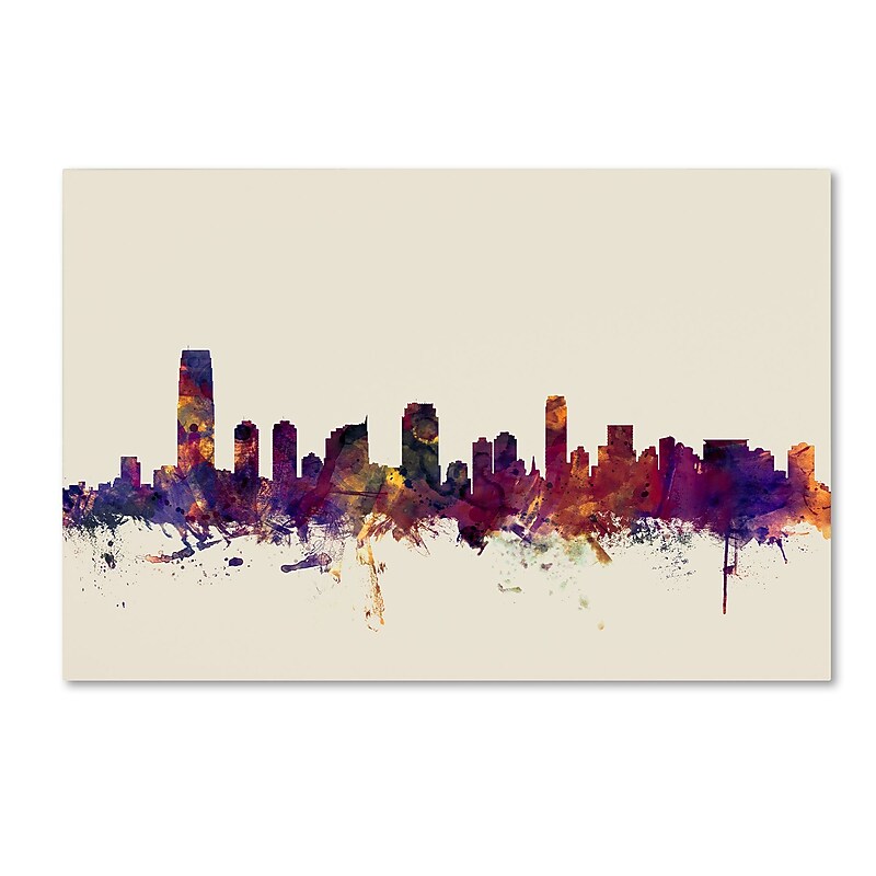 Trademark Fine Art Michael Tompsett 'Jersey City New Jersey Skyline' 12" x 19" Canvas Stretched (190836031115) image 1