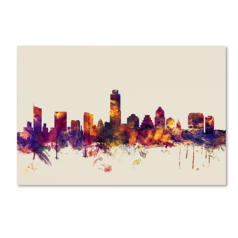Trademark Fine Art Michael Tompsett 'Austin Texas Skyline' 12" x 19" Canvas Stretched Art Print (190836023912) image 1