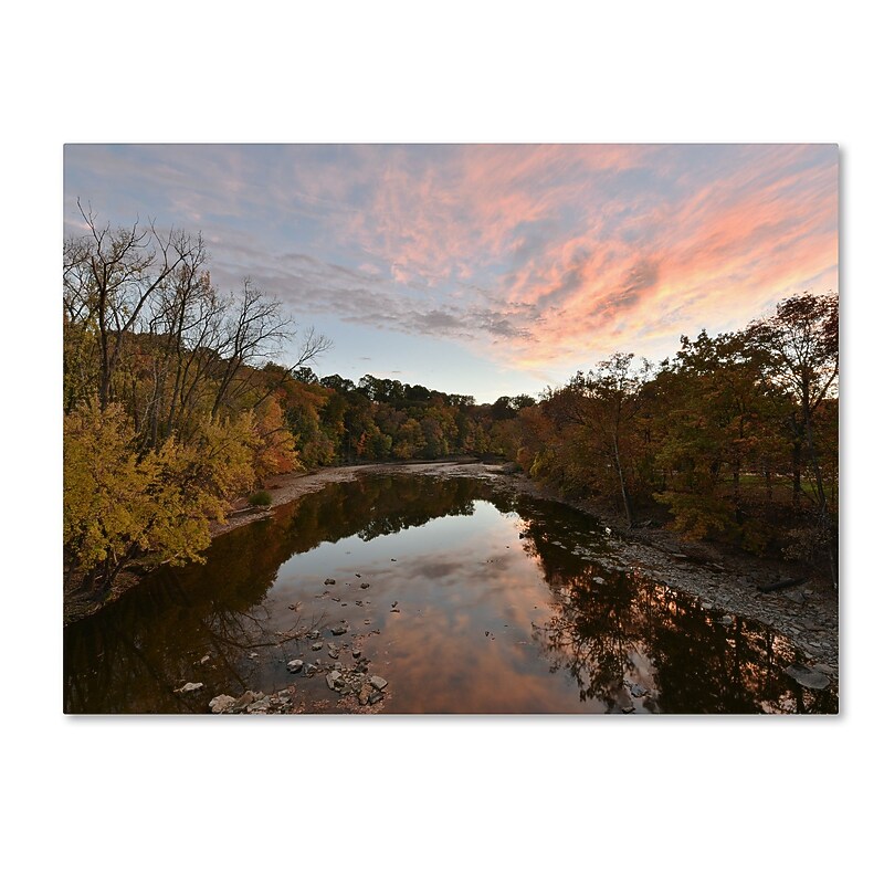 Trademark Fine Art Kurt Shaffer 'Rocky River Autumn Sunset' 14" x 19" Canvas Stretched Art Print (886511965829) image 1