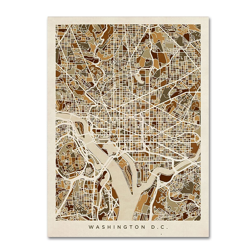 Trademark Fine Art Michael Tompsett 'Washington DC Street Map 3' 14" x 19" Canvas Stretched (190836020874) image 1