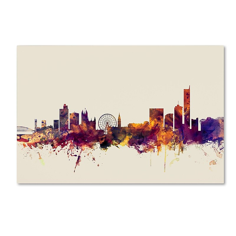 Trademark Fine Art Michael Tompsett 'Manchester England Skyline' 12" x 19" Canvas Stretched (190836026791) image 1