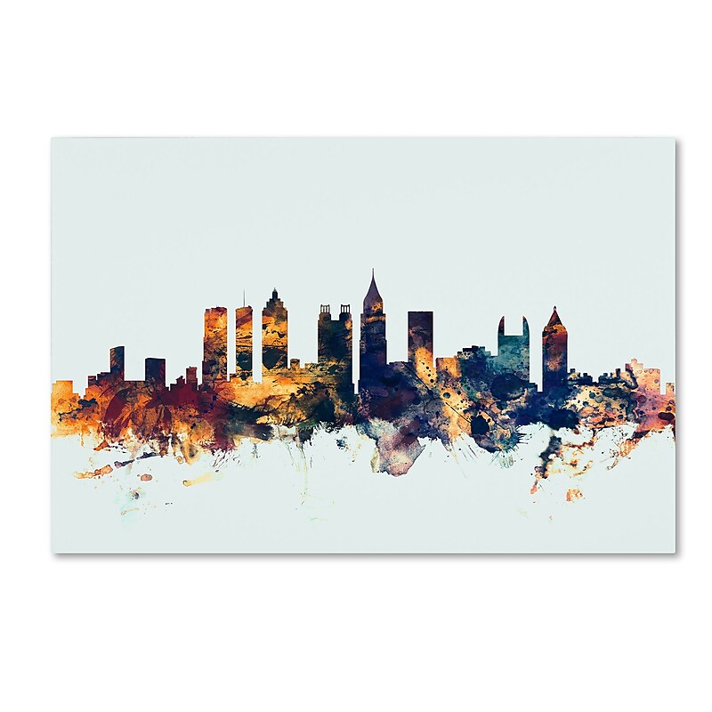 Trademark Fine Art Michael Tompsett 'Atlanta Georgia Skyline Blue' 12" x 19" Canvas Stretched Art Print (190836085125) image 1