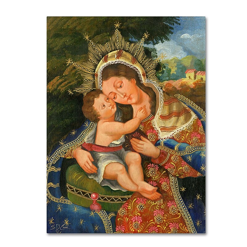 Trademark Fine Art Sergio Cruze 'The Virgin and Son III' 14" x 19" Canvas Stretched Art Print (190836012848) image 1