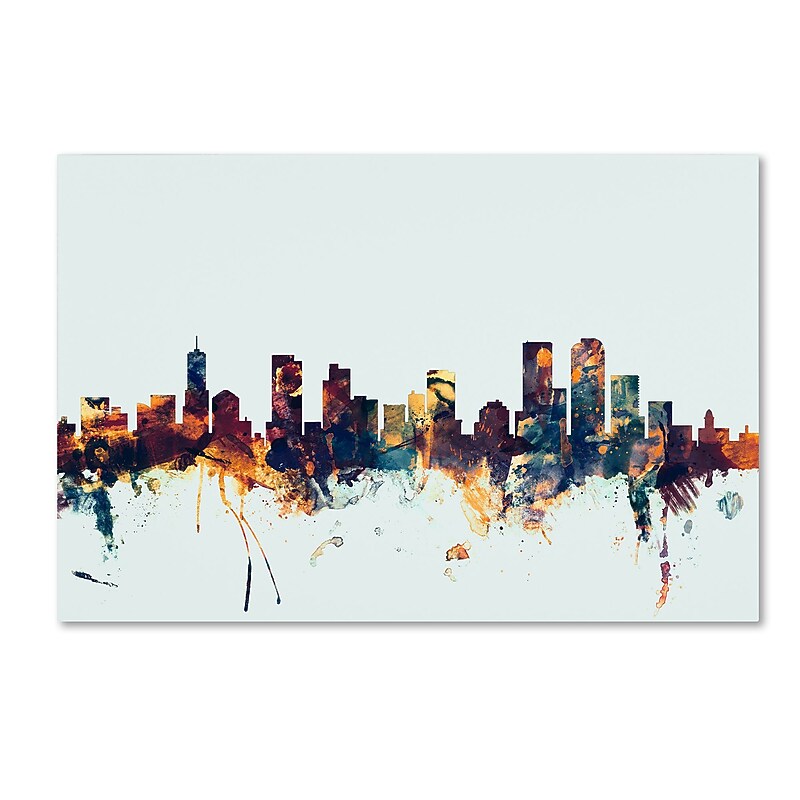 Trademark Fine Art Michael Tompsett 'Denver Colorado Skyline Blue' 12" x 19" Canvas Stretched Art Print (190836083541) image 1