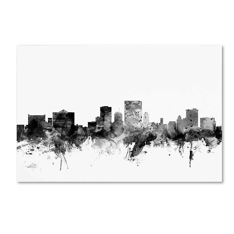 Trademark Fine Art Michael Tompsett 'El Paso Texas Skyline B&W' 12" x 19" Canvas Stretched Art Print (190836081127) image 1