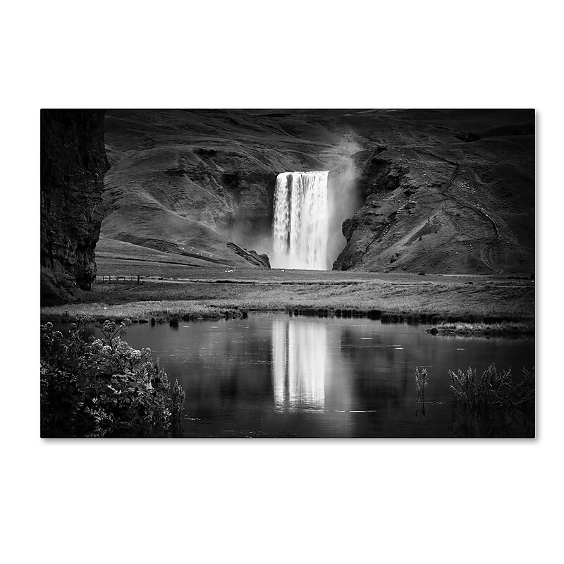 Trademark Fine Art Philippe Sainte-Laudy 'Double Skogafoss' 12" x 19" Canvas Stretched Art Print (190836293728) image 1
