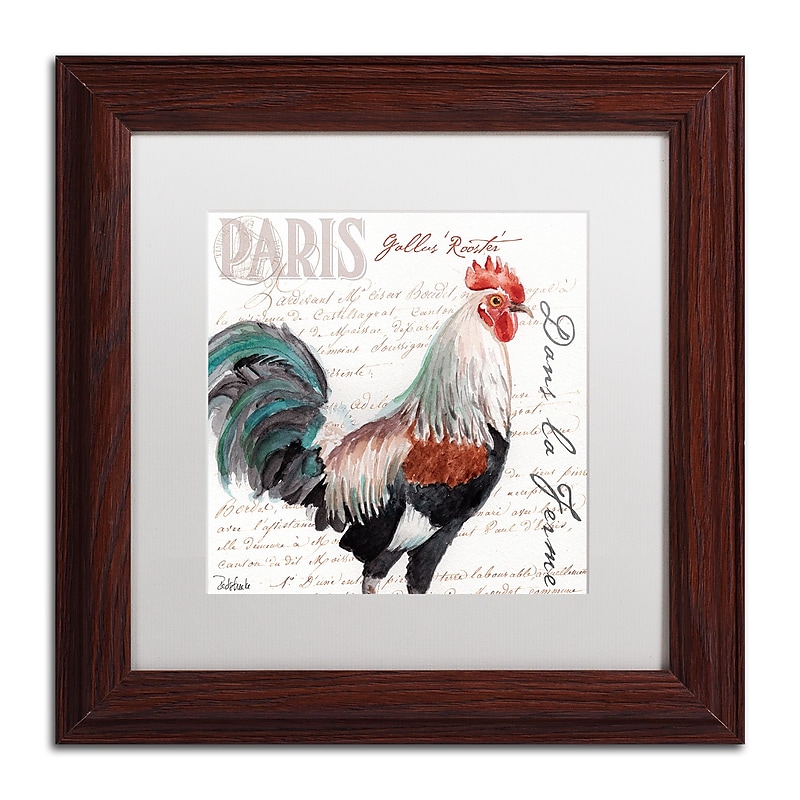 Trademark Fine Art Jennifer Redstreake 'Dans la Ferme Rooster III' 11" x 11" Matted Framed (886511943575) image 1