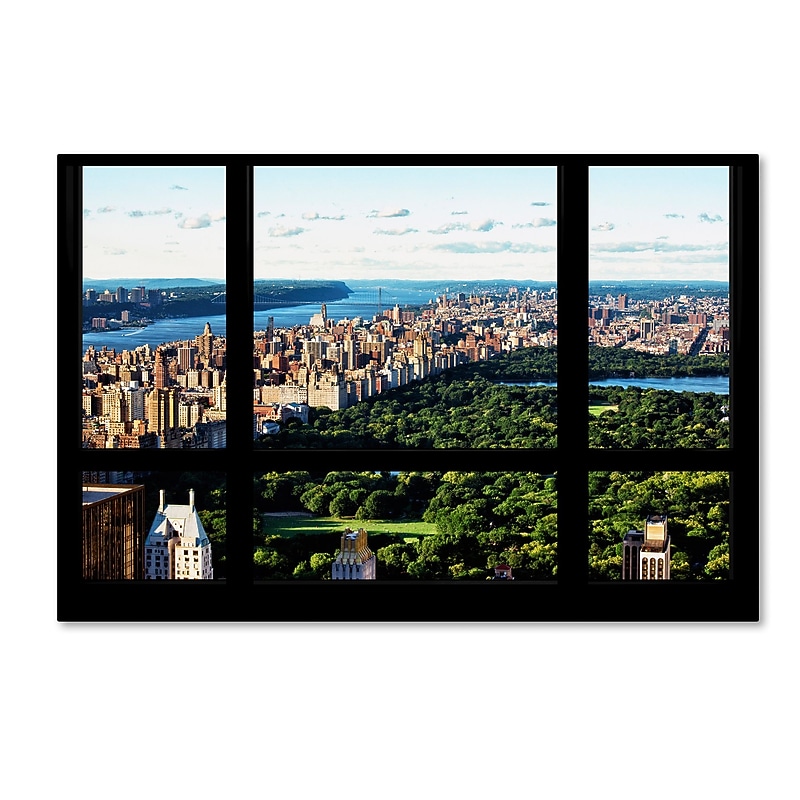 Trademark Fine Art Philippe Hugonnard 'Central Park Window View' 12" x 19" Canvas Stretched (190836048892) image 1