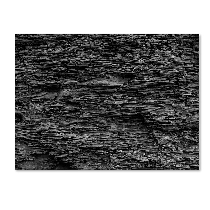 Trademark Fine Art Kurt Shaffer 'Shale Abstract in Black and White' 14" x 19" Canvas Stretched Art Print (886511966109) image 1