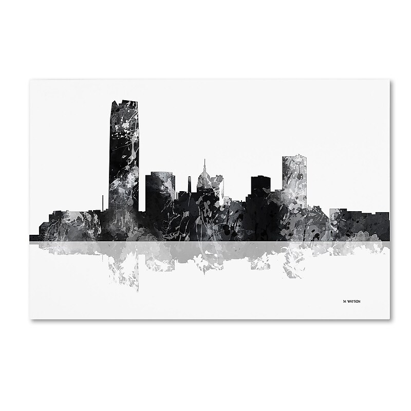 Trademark Fine Art Marlene Watson 'Oklahoma City Oklahoma Skyline BG-1' 12" x 19" Canvas Stretched Art Print (190836196326) image 1