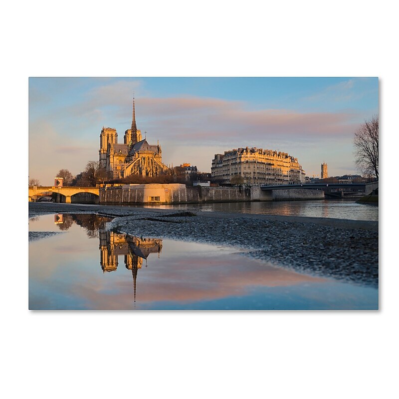 Trademark Fine Art Mathieu Rivrin 'Sunrise in Notre Dame de Paris' 12" x 19" Canvas Stretched Art Print (190836133222) image 1