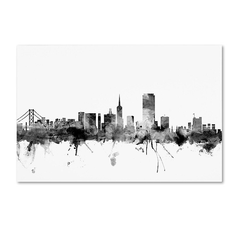 Trademark Fine Art Michael Tompsett 'San Francisco City Skyline B&W' 12" x 19" Canvas Stretched (190836109920) image 1