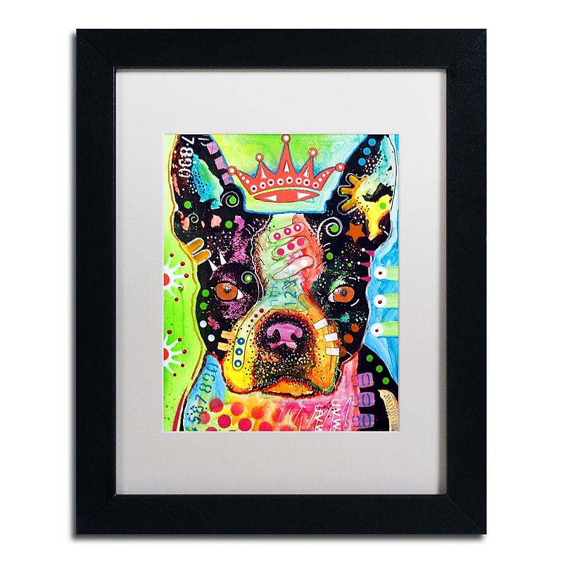Trademark Fine Art Dean Russo 'Boston Terrier Crowned' 11" x 14" Matted Framed Art Print (190836146147) image 1