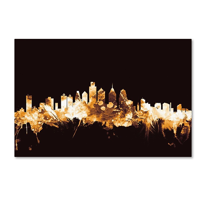 Trademark Fine Art Michael Tompsett 'Philadelphia PA Skyline Gold' 12" x 19" Canvas Stretched (190836096787) image 1