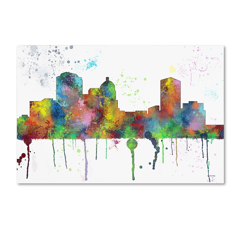 Trademark Fine Art Marlene Watson 'Montgomery Alabama Skyline Mclr-1' 12" x 19" Canvas Stretched Art Print (190836207244) image 1
