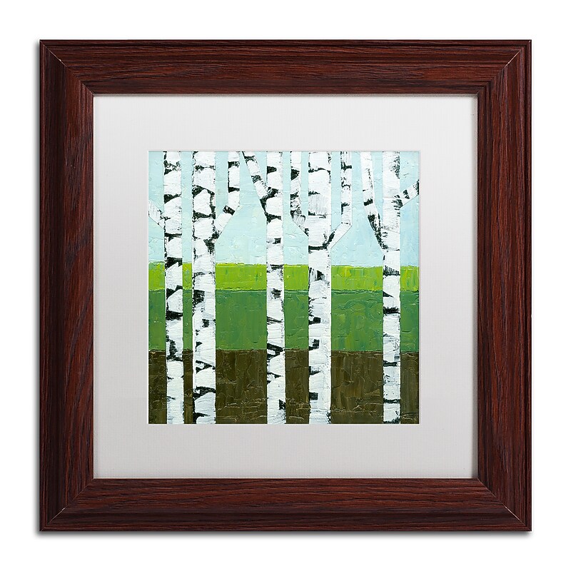 Trademark Fine Art Michelle Calkins 'Seasonal Birches - Summer' 11" x 11" Matted Framed (190836102808) image 1