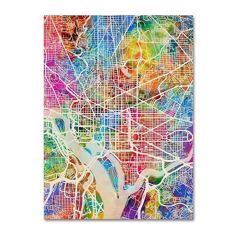 Trademark Fine Art Michael Tompsett 'Washington DC Street Map' 14" x 19" Canvas Stretched (190836020393) image 1