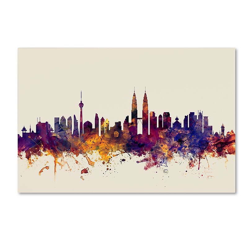 Trademark Fine Art Michael Tompsett 'Kuala Lumpur Malaysia Skyline' 12" x 19" Canvas Stretched Art Print (190836031412) image 1