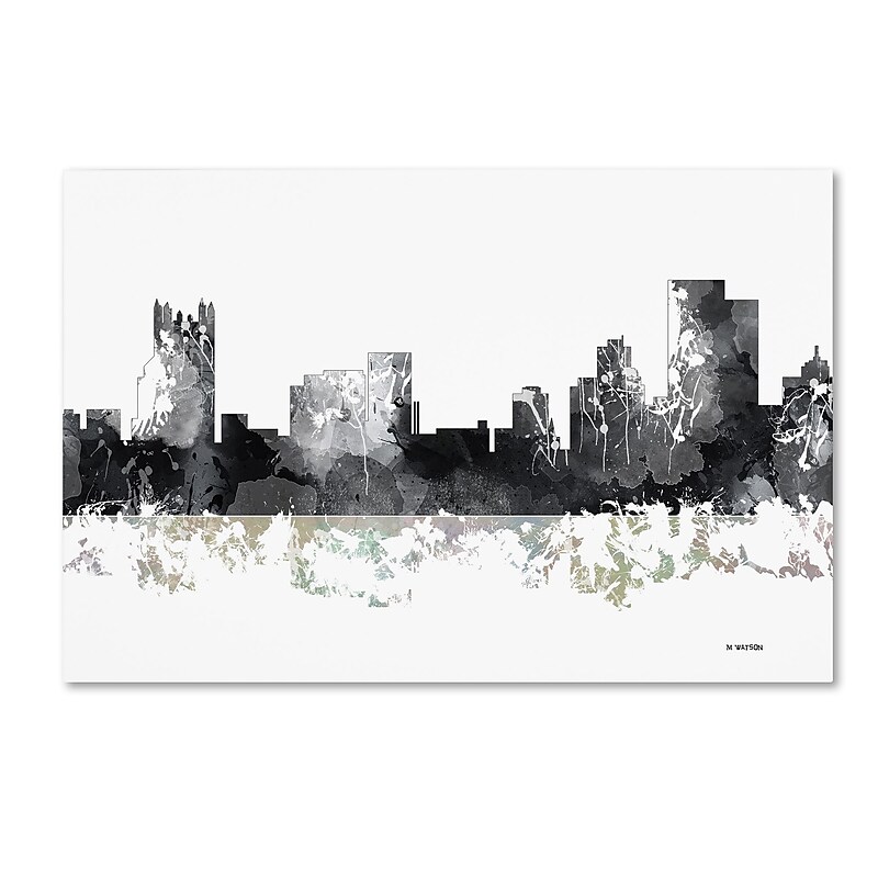 Trademark Fine Art Marlene Watson 'Pittsburgh Pennsylvania Skyline BG-1' 12" x 19" Canvas Stretched Art Print (190836197026) image 1