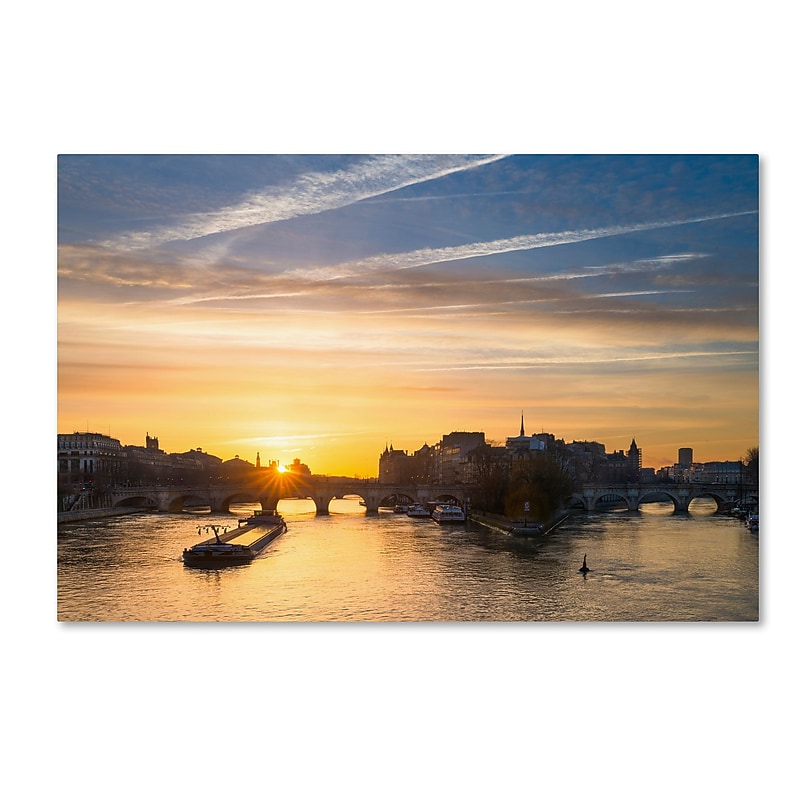 Trademark Fine Art Mathieu Rivrin 'Ponts des Arts Paris' 12" x 19" Canvas Stretched (190836132348) image 1