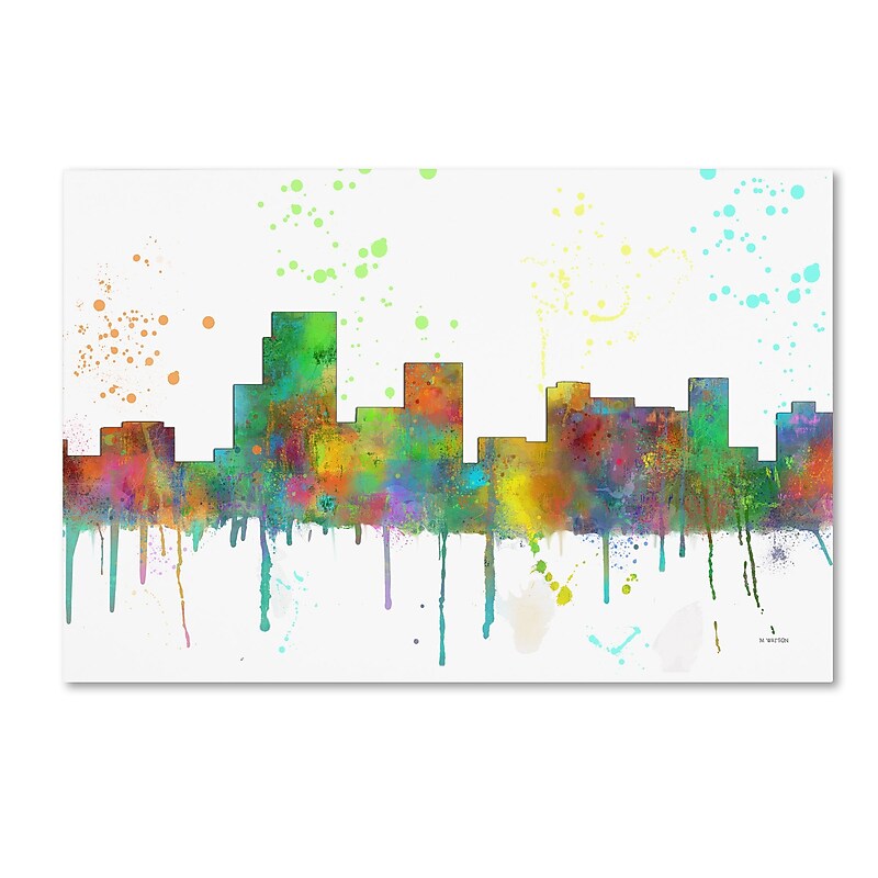 Trademark Fine Art Marlene Watson 'Parsippany New Jersey Skyline Mclr-1' 12" x 19" Canvas Stretched (190836208647) image 1