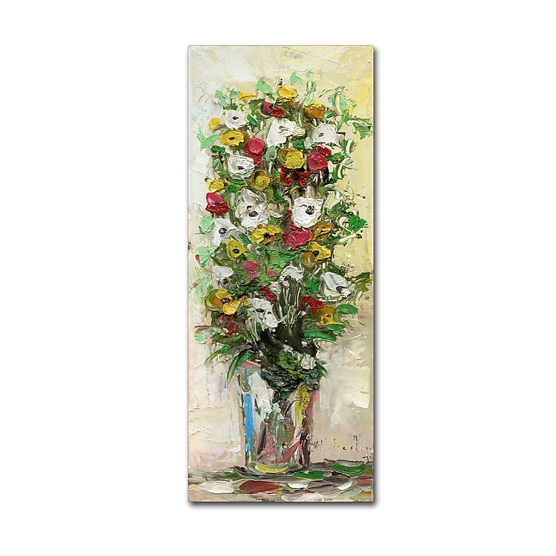 Trademark Fine Art Hai Odelia 'Spring Flowers in a Vase 1' 10" x 24" Canvas Stretched (190836067329) image 1