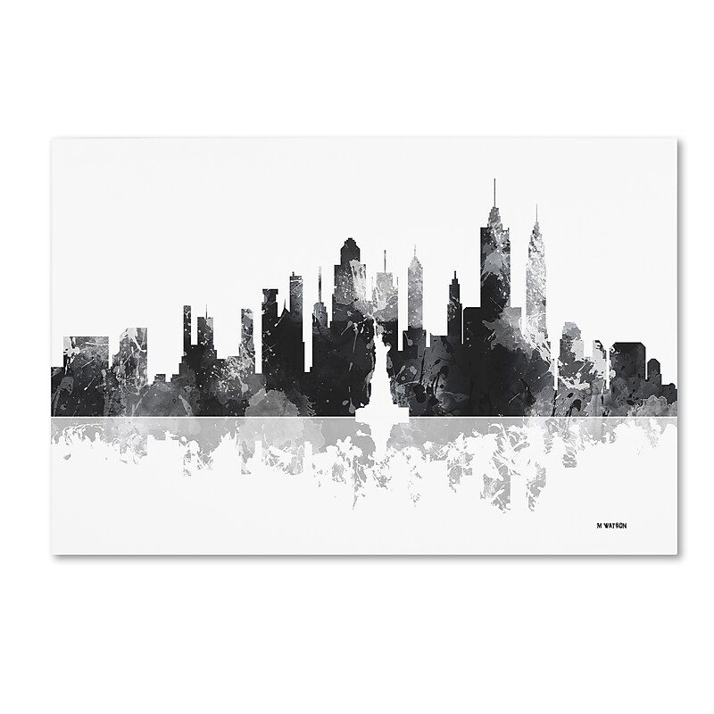 Trademark Fine Art Marlene Watson 'New York New York Skyline BG-1' 12" x 19" Canvas Stretched (190836196043) image 1