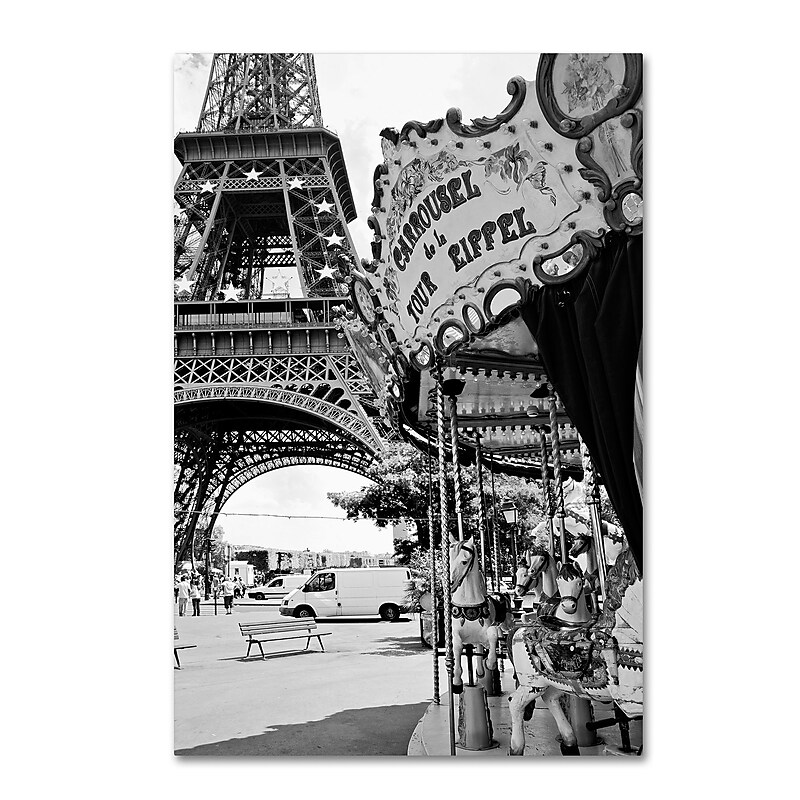 Trademark Fine Art Philippe Hugonnard 'Carrousel de la Tour Eiffel' 12" x 19" Canvas Stretched Art Print (190836048717) image 1