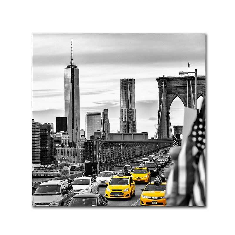 Trademark Fine Art Philippe Hugonnard 'Taxis in New York' 14" x 14" Canvas Stretched Art Print (190836121205) image 1