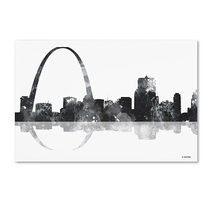 Trademark Fine Art Marlene Watson 'Gateway Arch St Louis MO Skyline BG-1' 12" x 19" Canvas Stretched (190836193240) image 1