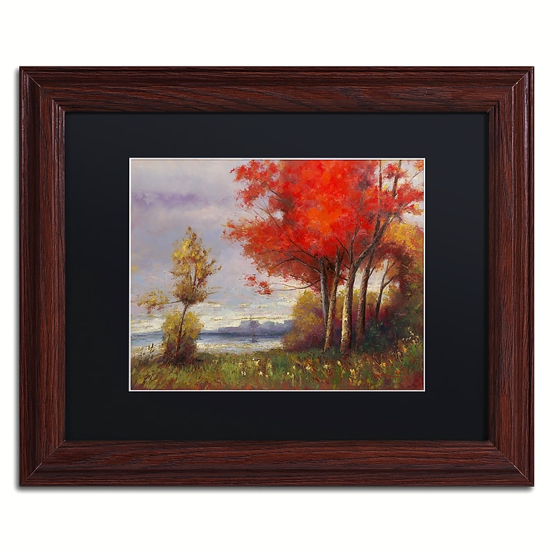 Trademark Fine Art Daniel Moises 'Landscape with Red Trees' 11" x 14" Matted Framed (190836189229) image 1