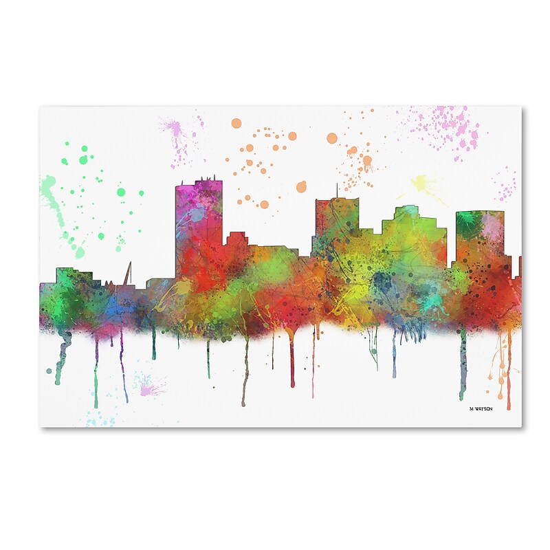 Trademark Fine Art Marlene Watson 'Phoenix Arizona Skyline Mclr-1' 12" x 19" Canvas Stretched (190836208920) image 1