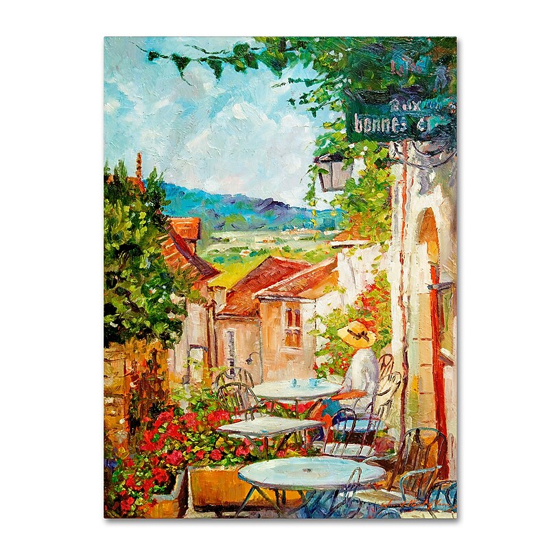 Trademark Fine Art David Lloyd Glover 'Provence Cafe Morning' 14" x 19" Canvas Stretched (190836228546) image 1