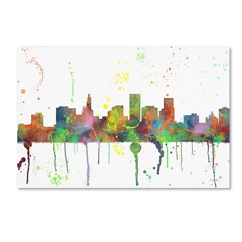 Trademark Fine Art Marlene Watson 'St Paul Minnesota Skyline Mclr-1' 12" x 19" Canvas Stretched (190836211166) image 1