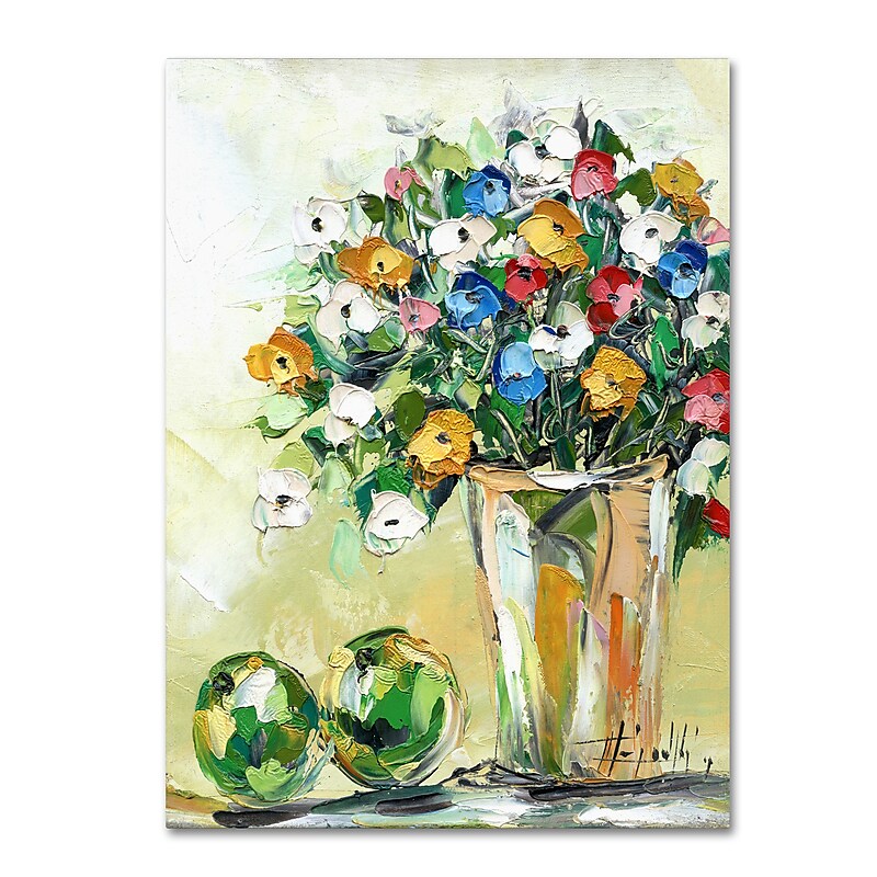 Trademark Fine Art Hai Odelia 'Spring Flowers in a Vase 5' 14" x 19" Canvas Stretched (190836067886) image 1