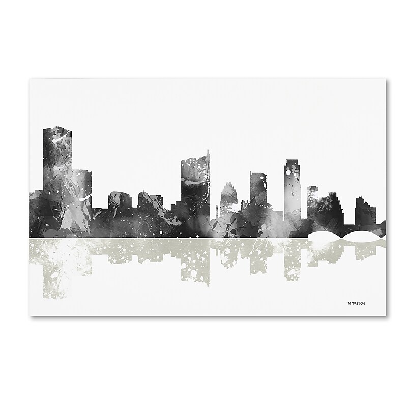 Trademark Fine Art Marlene Watson 'Austin Texas Skyline BG-1' 12" x 19" Canvas Stretched (190836190867) image 1
