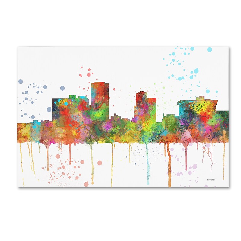 Trademark Fine Art Marlene Watson 'Little Rock Arkansas Skyline Mclr-1' 12" x 19" Canvas (190836205707) image 1
