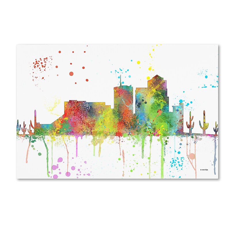Trademark Fine Art Marlene Watson 'Tucson Arizona Skyline Mclr-1' 12" x 19" Canvas Stretched (190836211869) image 1