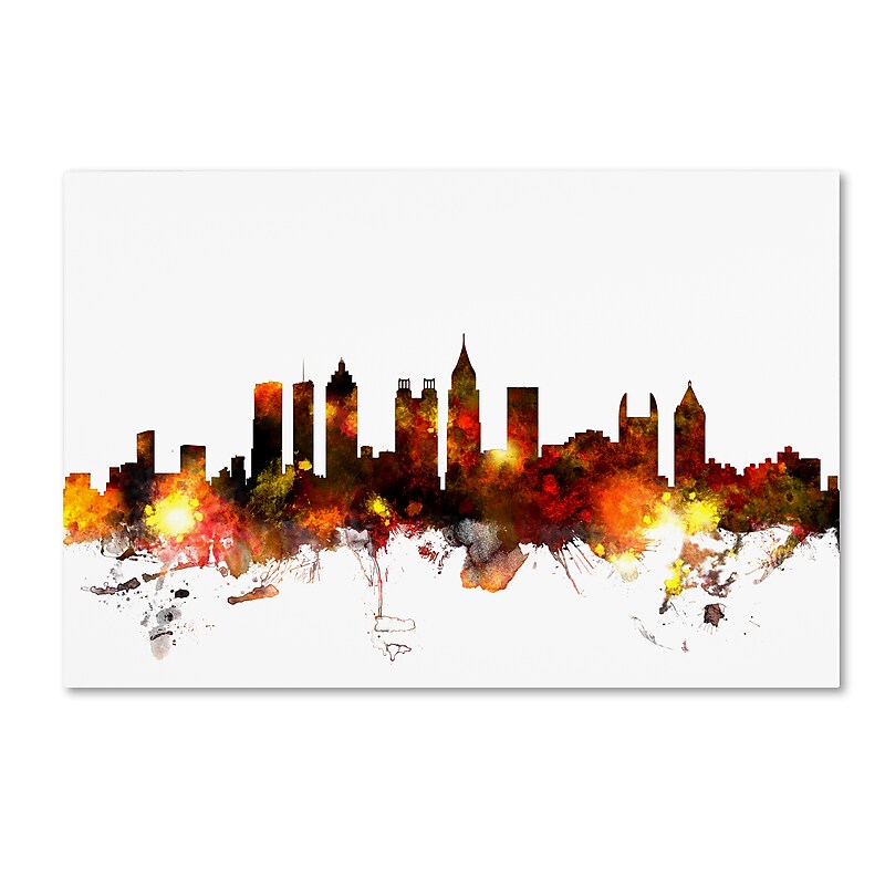 Trademark Fine Art Michael Tompsett 'Atlanta Georgia Skyline Red' 12" x 19" Canvas Stretched Art Print (190836092949) image 1
