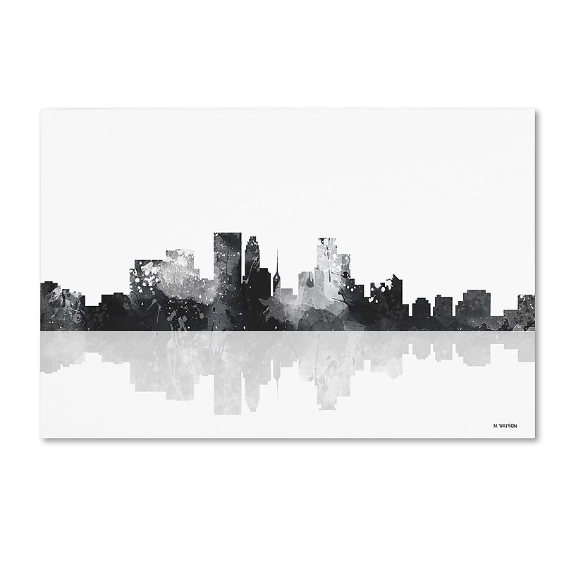 Trademark Fine Art Marlene Watson 'Minneapolis Minnesota Skyline BG-1' 12" x 19" Canvas Stretched (190836195480) image 1