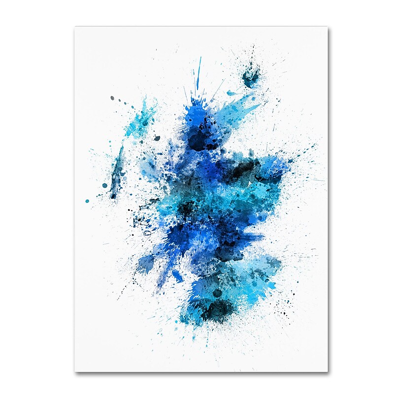 Trademark Fine Art Michael Tompsett 'Scotland Paint Splashes Map' 14" x 19" Canvas (190836017690) image 1