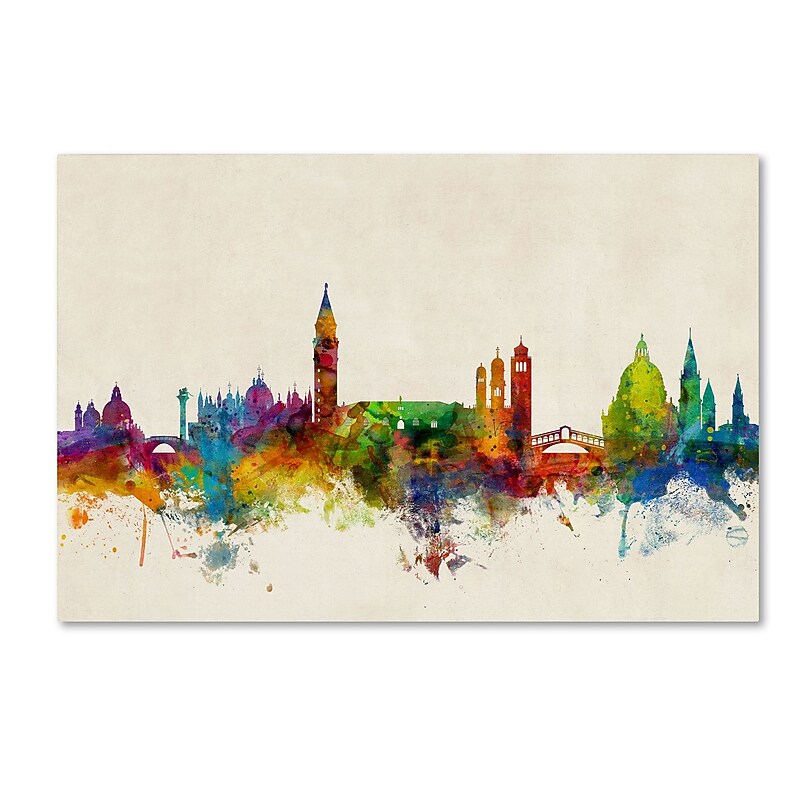 Trademark Fine Art Michael Tompsett 'Venice Italy Skyline Beige' 12" x 19" Canvas Stretched (190836094141) image 1
